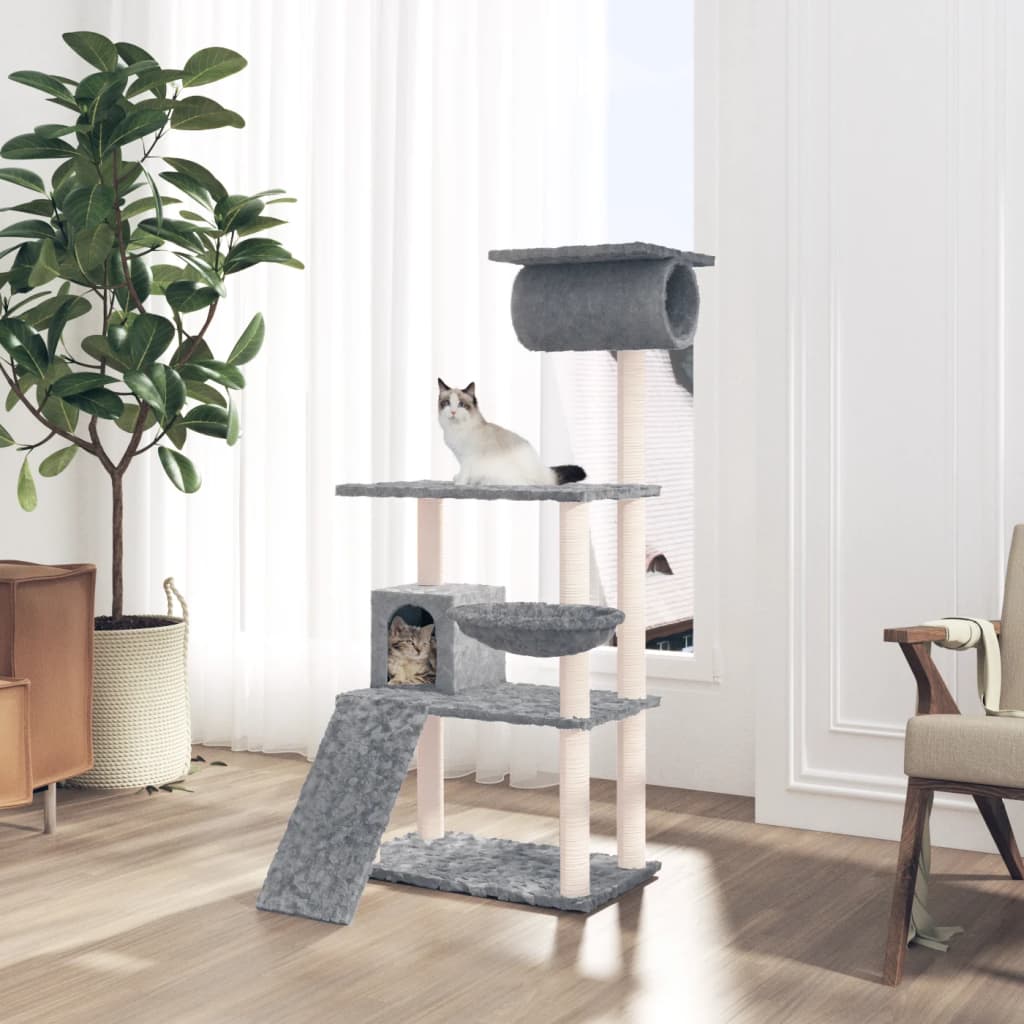 Cat furniture with sisal scratching posts 131 cm light gray
