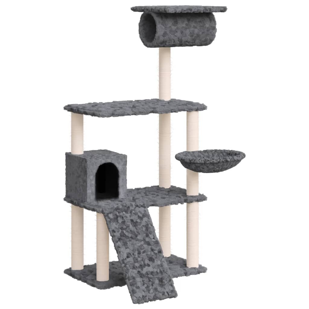 Cat furniture with sisal scratching posts 131 cm dark gray