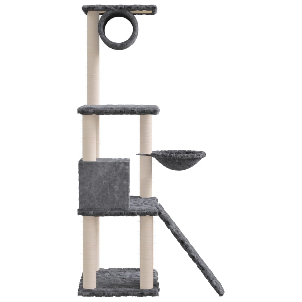 Cat furniture with sisal scratching posts 131 cm dark gray
