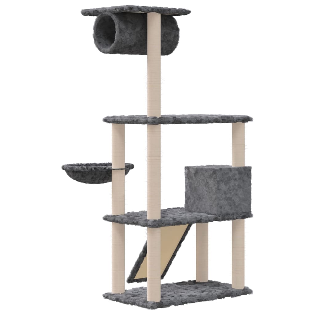 Cat furniture with sisal scratching posts 131 cm dark gray