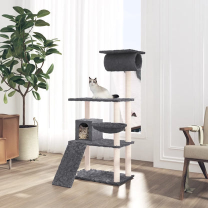Cat furniture with sisal scratching posts 131 cm dark gray