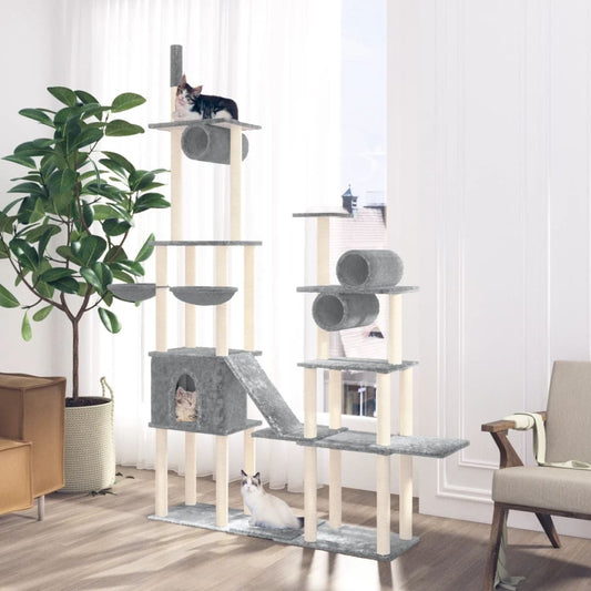 Cat furniture with sisal scratching posts 279 cm light gray
