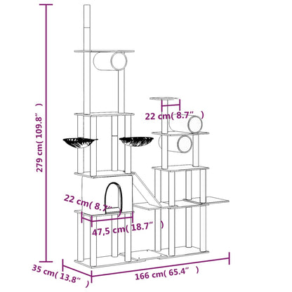 Cat furniture with sisal scratching posts 279 cm dark gray
