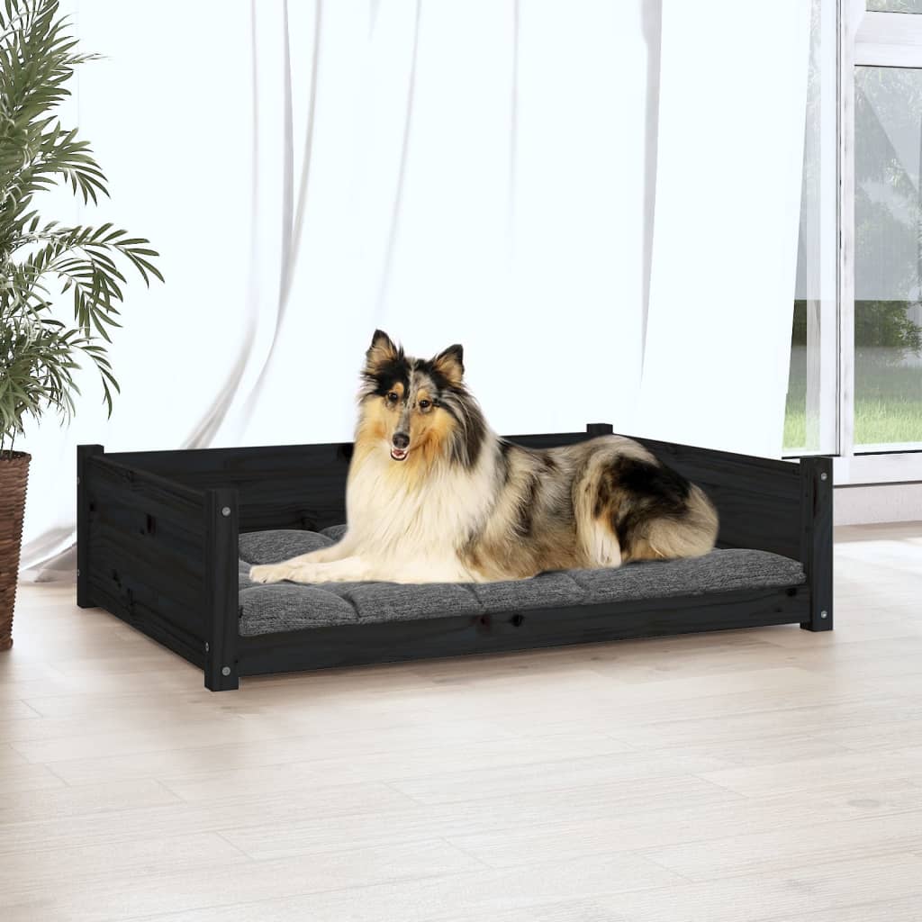 Hondenmand 95,5x65,5x28 cm massief grenenhout zwart