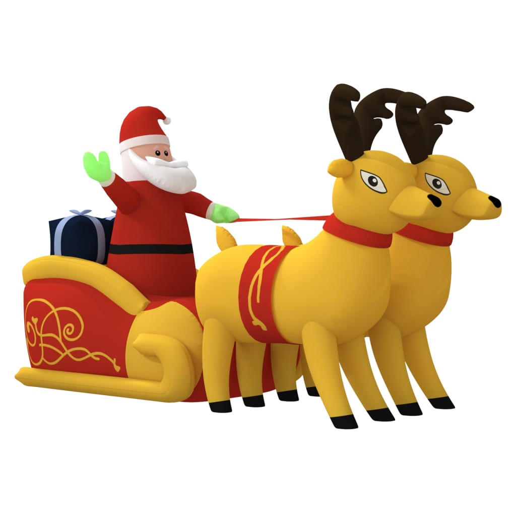 Christmas decoration Santa Claus and reindeer inflatable LED 130 cm