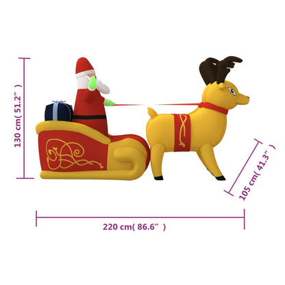 Christmas decoration Santa Claus and reindeer inflatable LED 130 cm