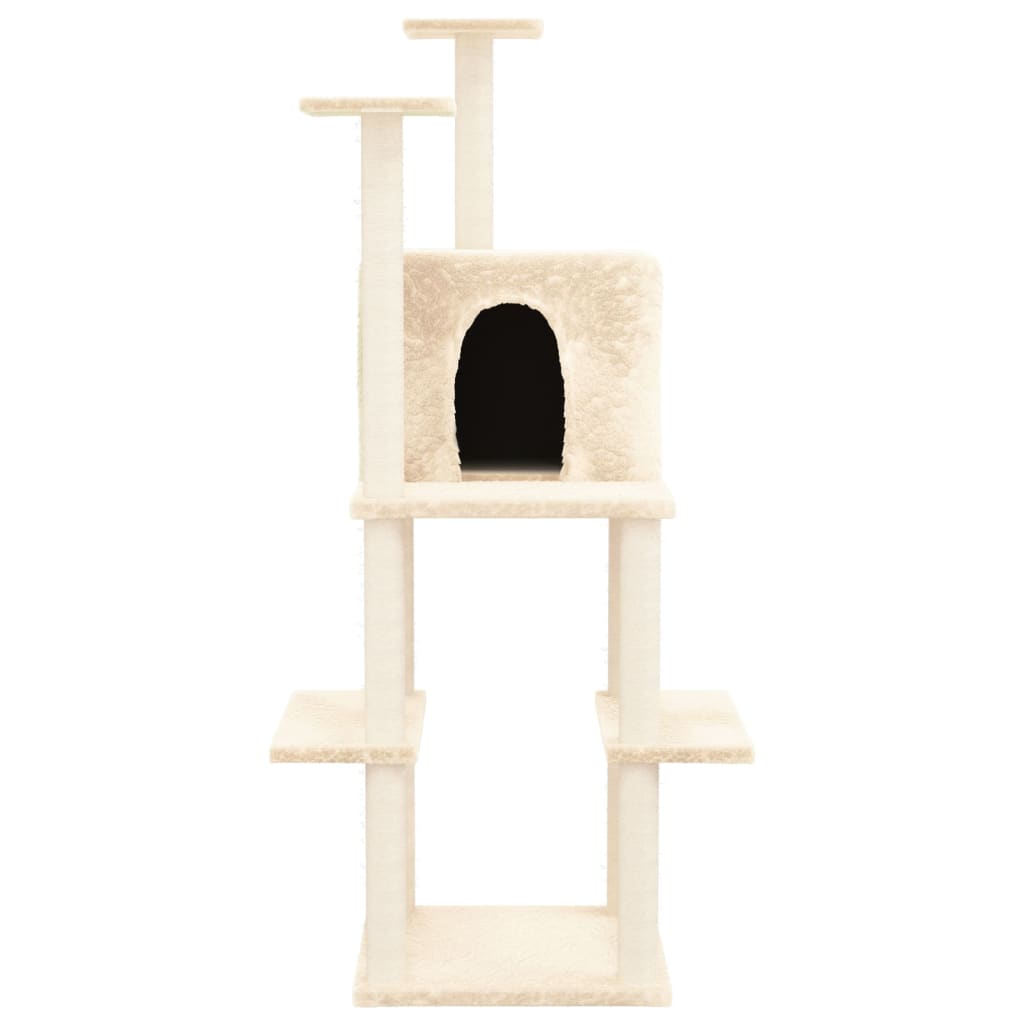 Cat furniture with sisal scratching posts 144.5 cm cream-colored