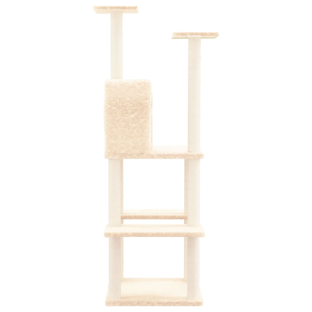 Cat furniture with sisal scratching posts 144.5 cm cream-colored