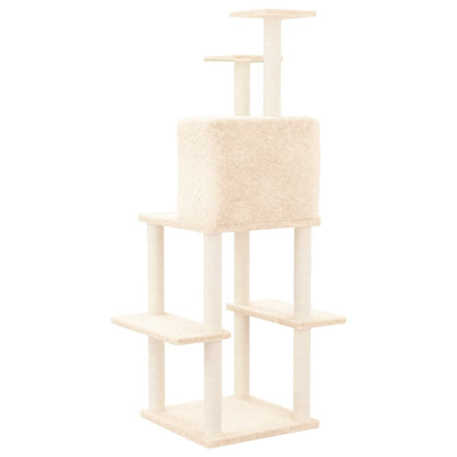Cat furniture with sisal scratching posts 144.5 cm cream-colored