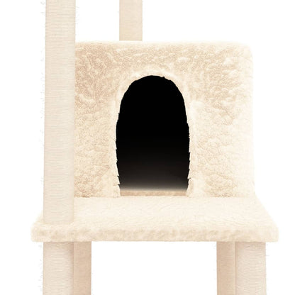Cat furniture with sisal scratching posts 144.5 cm cream-colored