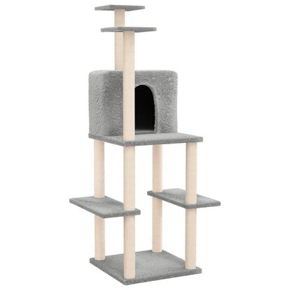 Cat furniture with sisal scratching posts 144.5 cm light gray