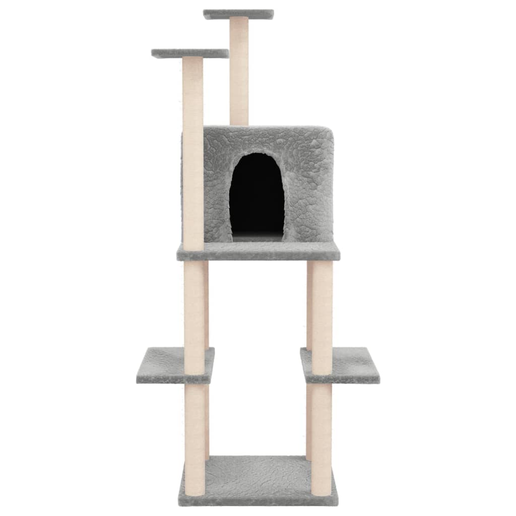 Cat furniture with sisal scratching posts 144.5 cm light gray