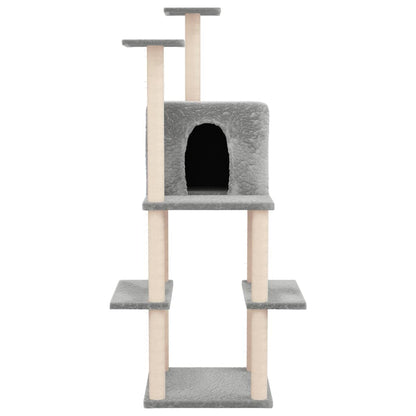 Cat furniture with sisal scratching posts 144.5 cm light gray