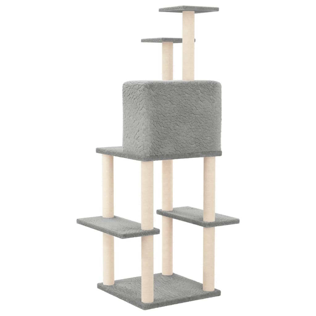 Cat furniture with sisal scratching posts 144.5 cm light gray