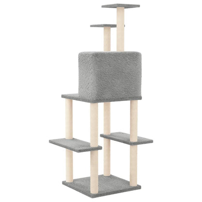 Cat furniture with sisal scratching posts 144.5 cm light gray