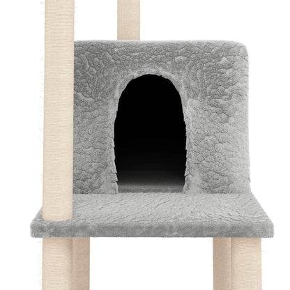 Cat furniture with sisal scratching posts 144.5 cm light gray