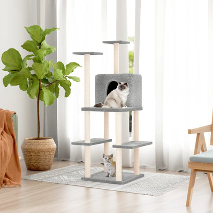 Cat furniture with sisal scratching posts 144.5 cm light gray