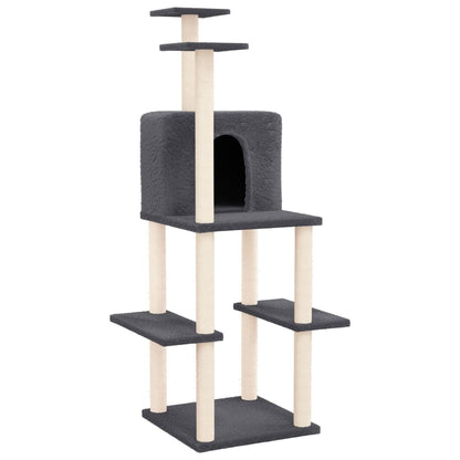 Cat furniture with sisal scratching posts 144.5 cm dark gray