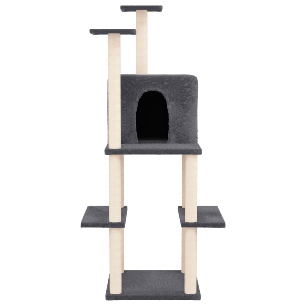 Cat furniture with sisal scratching posts 144.5 cm dark gray