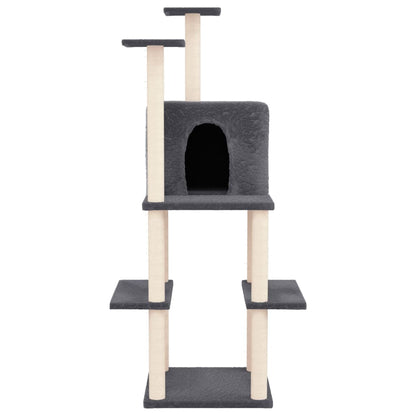 Cat furniture with sisal scratching posts 144.5 cm dark gray