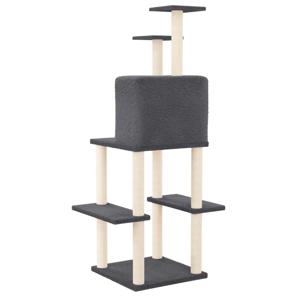 Cat furniture with sisal scratching posts 144.5 cm dark gray
