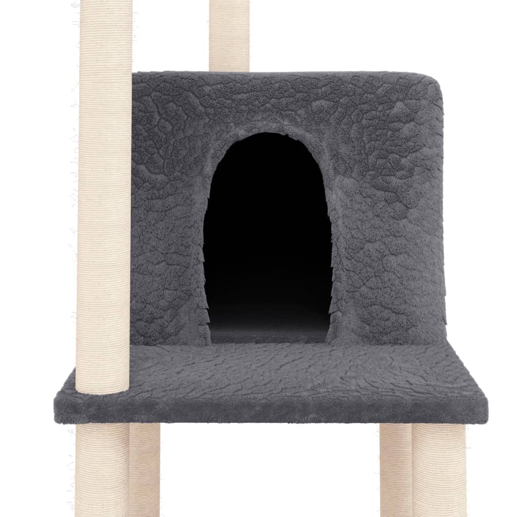 Cat furniture with sisal scratching posts 144.5 cm dark gray