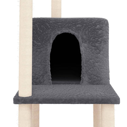 Cat furniture with sisal scratching posts 144.5 cm dark gray