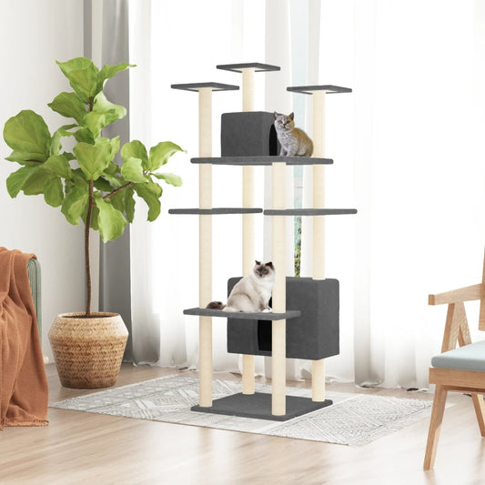 Cat furniture with sisal scratching posts 162 cm dark gray