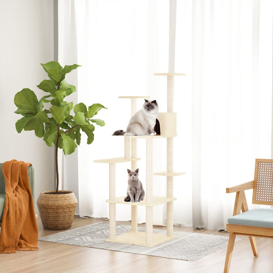 Cat furniture with sisal scratching posts 153 cm cream-colored