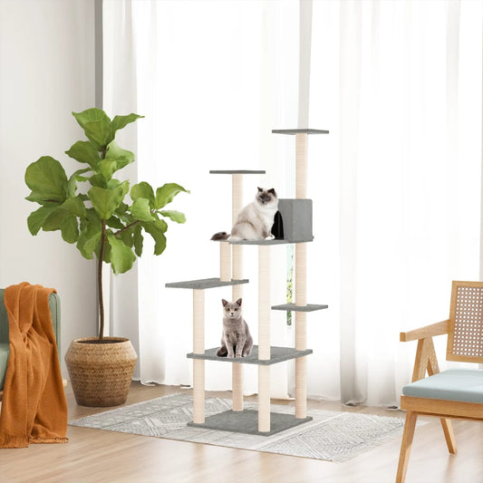 Cat furniture with sisal scratching posts 153 cm light gray