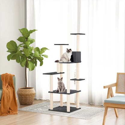 Cat furniture with sisal scratching posts 153 cm dark gray