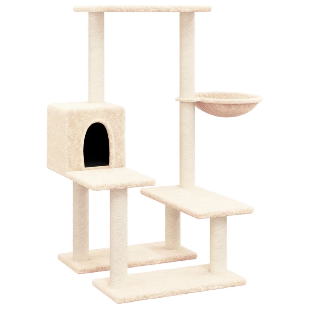 Cat furniture with sisal scratching posts 94.5 cm cream-colored