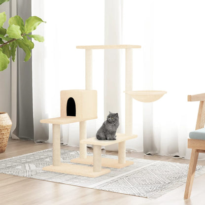Cat furniture with sisal scratching posts 94.5 cm cream-colored