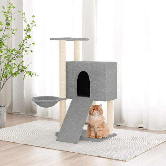 Cat furniture with sisal scratching posts 96 cm light gray