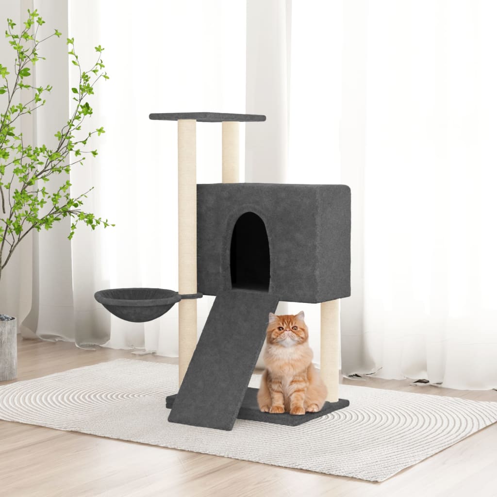 Cat furniture with sisal scratching posts 96 cm dark gray