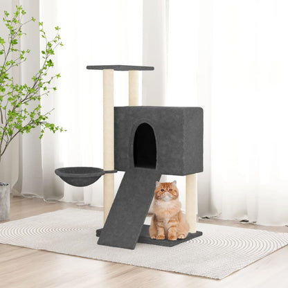 Cat furniture with sisal scratching posts 96 cm dark gray