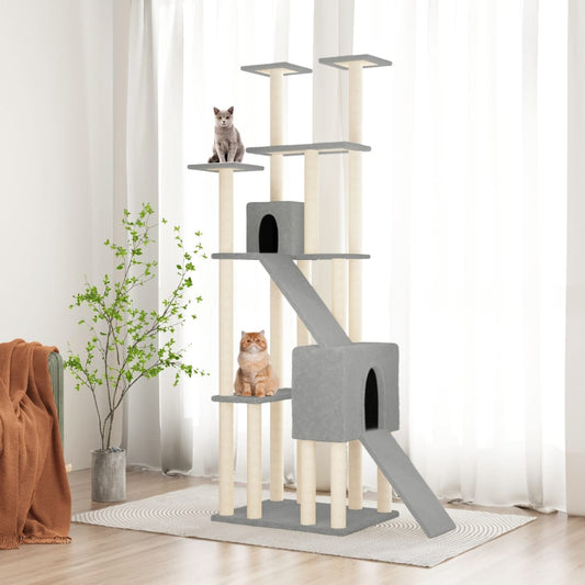 Cat furniture with sisal scratching posts 190 cm light gray