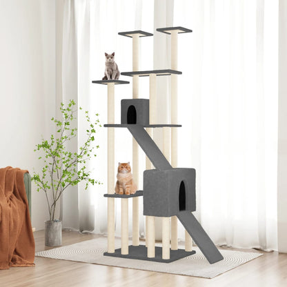 Cat furniture with sisal scratching posts 190 cm dark gray