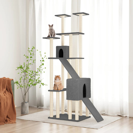 Cat furniture with sisal scratching posts 190 cm dark gray