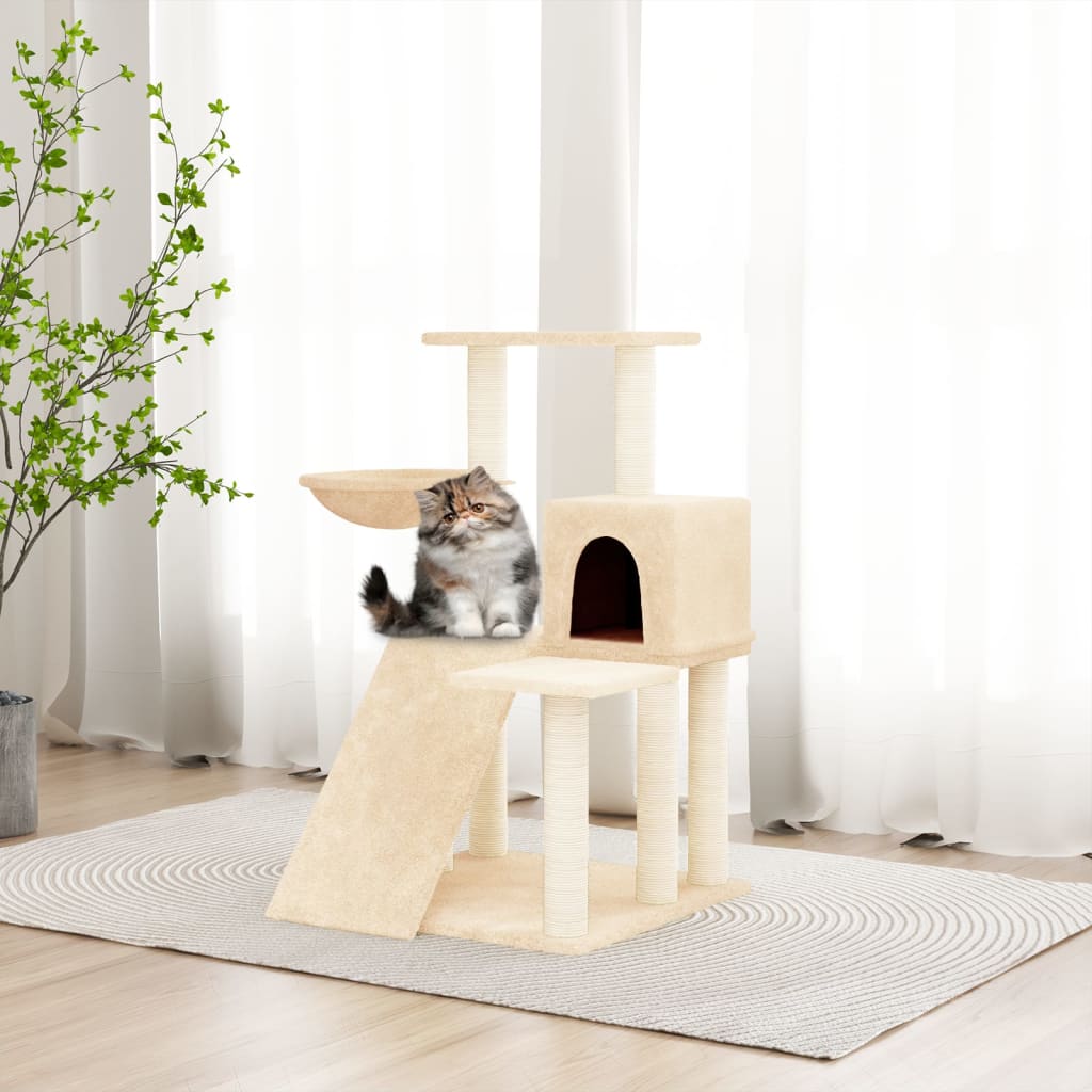 Cat furniture with sisal scratching posts 82 cm cream-colored