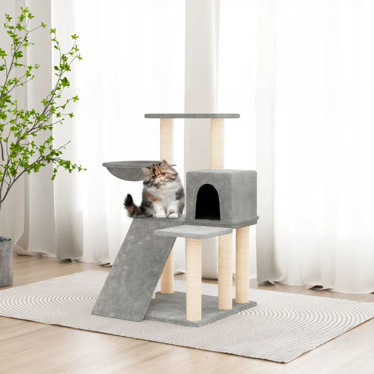 Cat furniture with sisal scratching posts 82 cm light gray