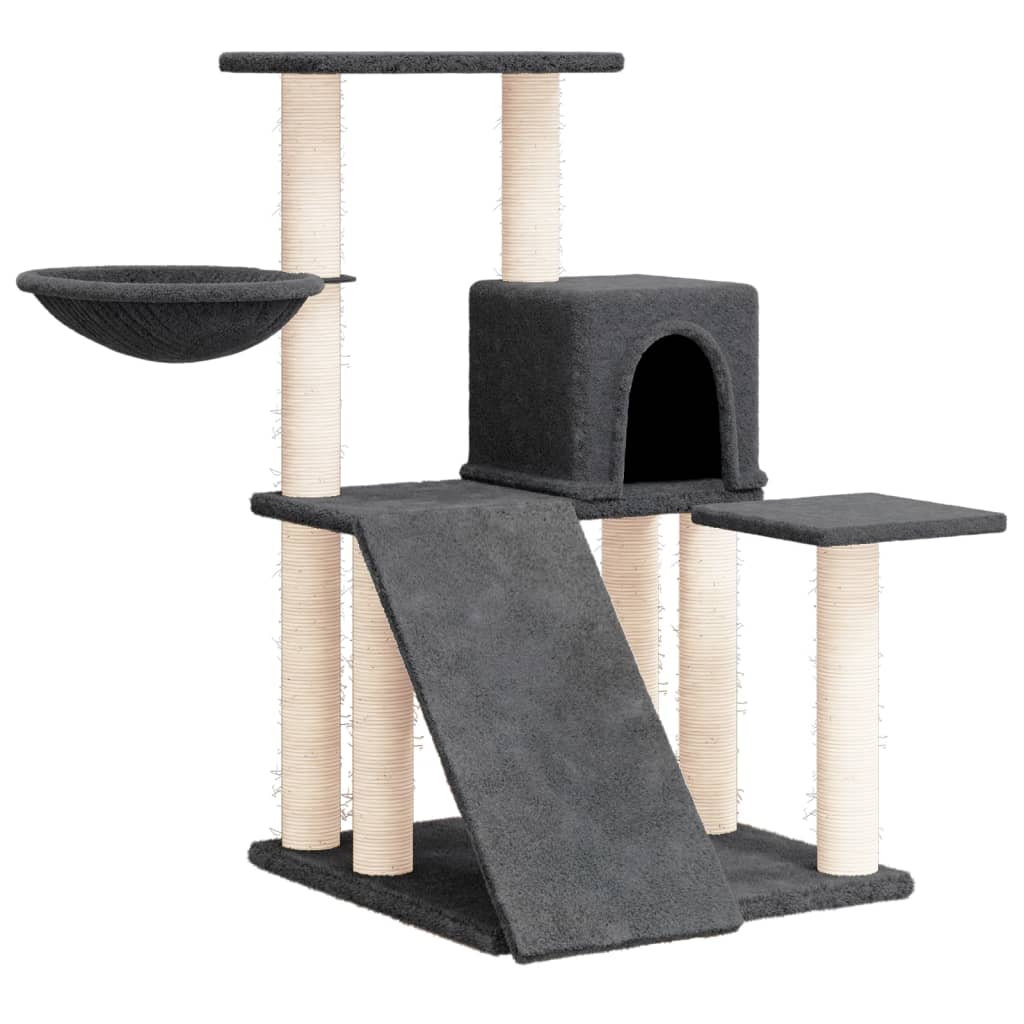Cat furniture with sisal scratching posts 82 cm dark gray
