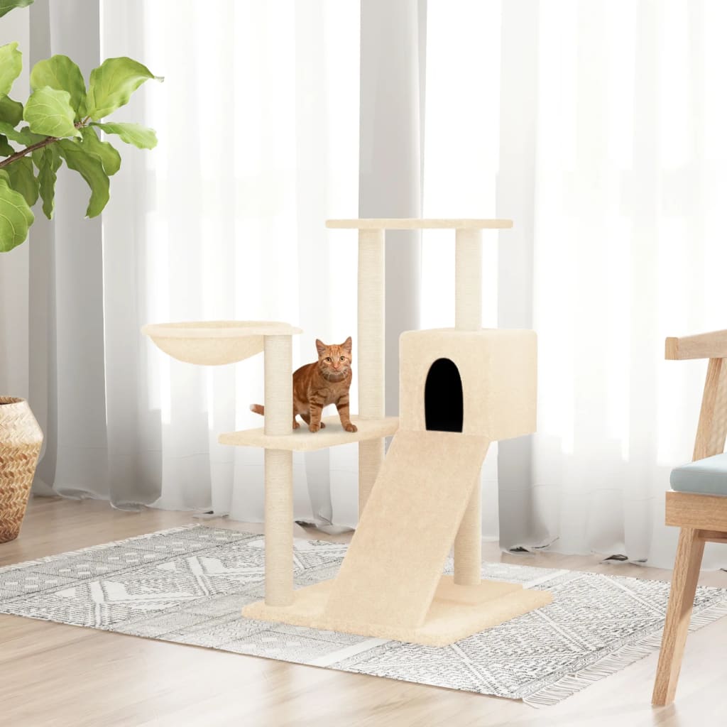 Cat furniture with sisal scratching posts 82 cm cream-colored