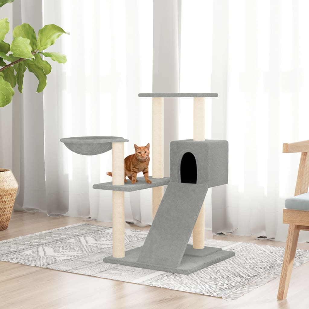 Cat furniture with sisal scratching posts 82 cm light gray
