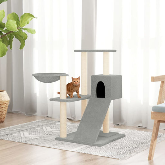Cat furniture with sisal scratching posts 82 cm light gray