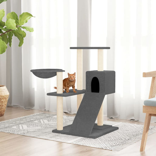 Cat furniture with sisal scratching posts 82 cm dark gray