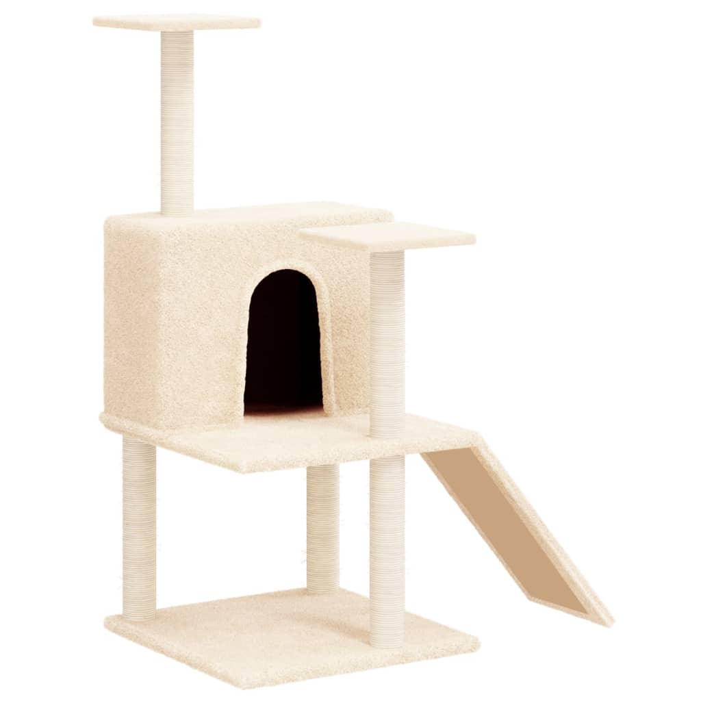 Cat furniture with sisal scratching posts 109 cm cream-colored