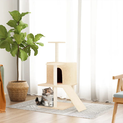 Cat furniture with sisal scratching posts 109 cm cream-colored