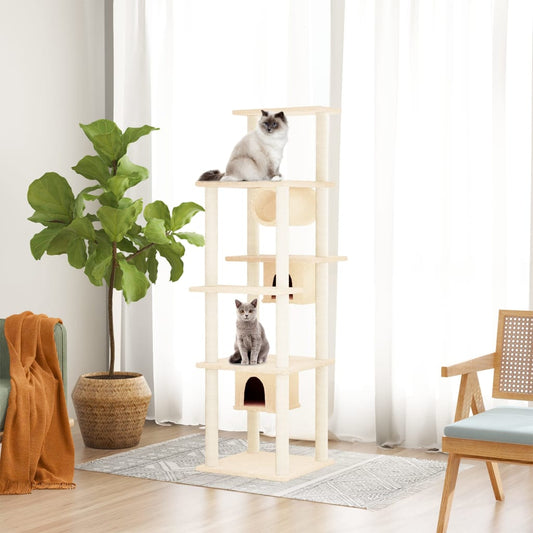 Cat furniture with sisal scratching posts 169 cm cream-colored