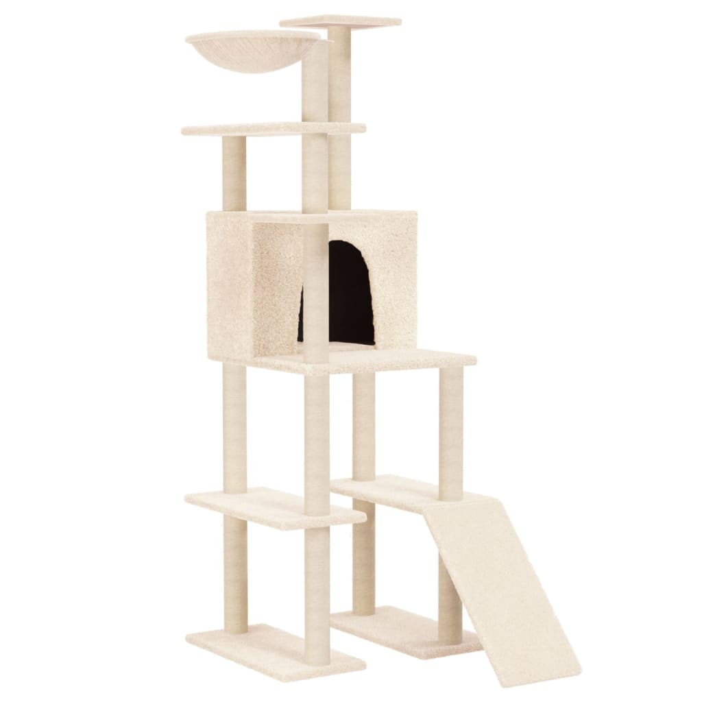 Cat furniture with sisal scratching posts 166 cm cream-colored